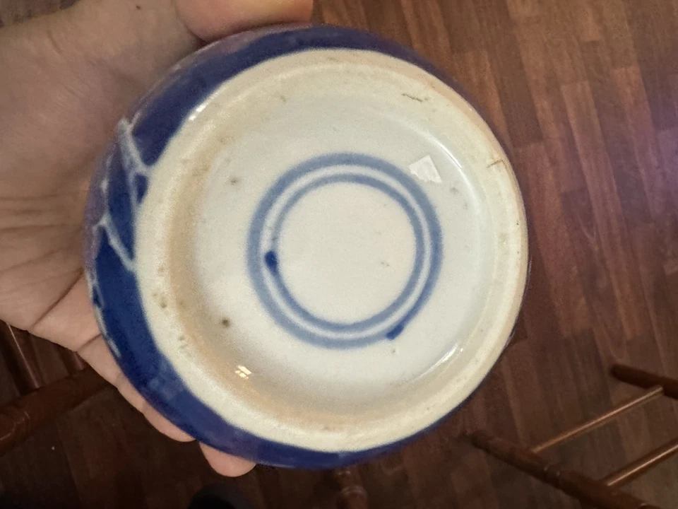 Antiguo tarro chino de porcelana Prunus jengibre-Chinoiserie azul y blanco Foto 2 de 4