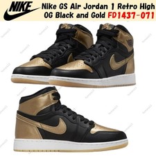 Nike GS Air Jordan 1 Retro High OG Black and Gold FD1437-071 Size 3.5Y-7Y