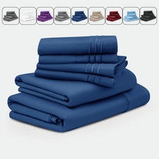6 Piece Bed Sheet Set 1800 Series Microfiber Comfort Deep Pocket Hotel Bed Sheet