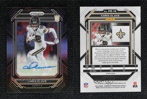 2022 Panini Chronicles Prizm Black Signatures Chris Olave #PB-14 Rookie Auto RC