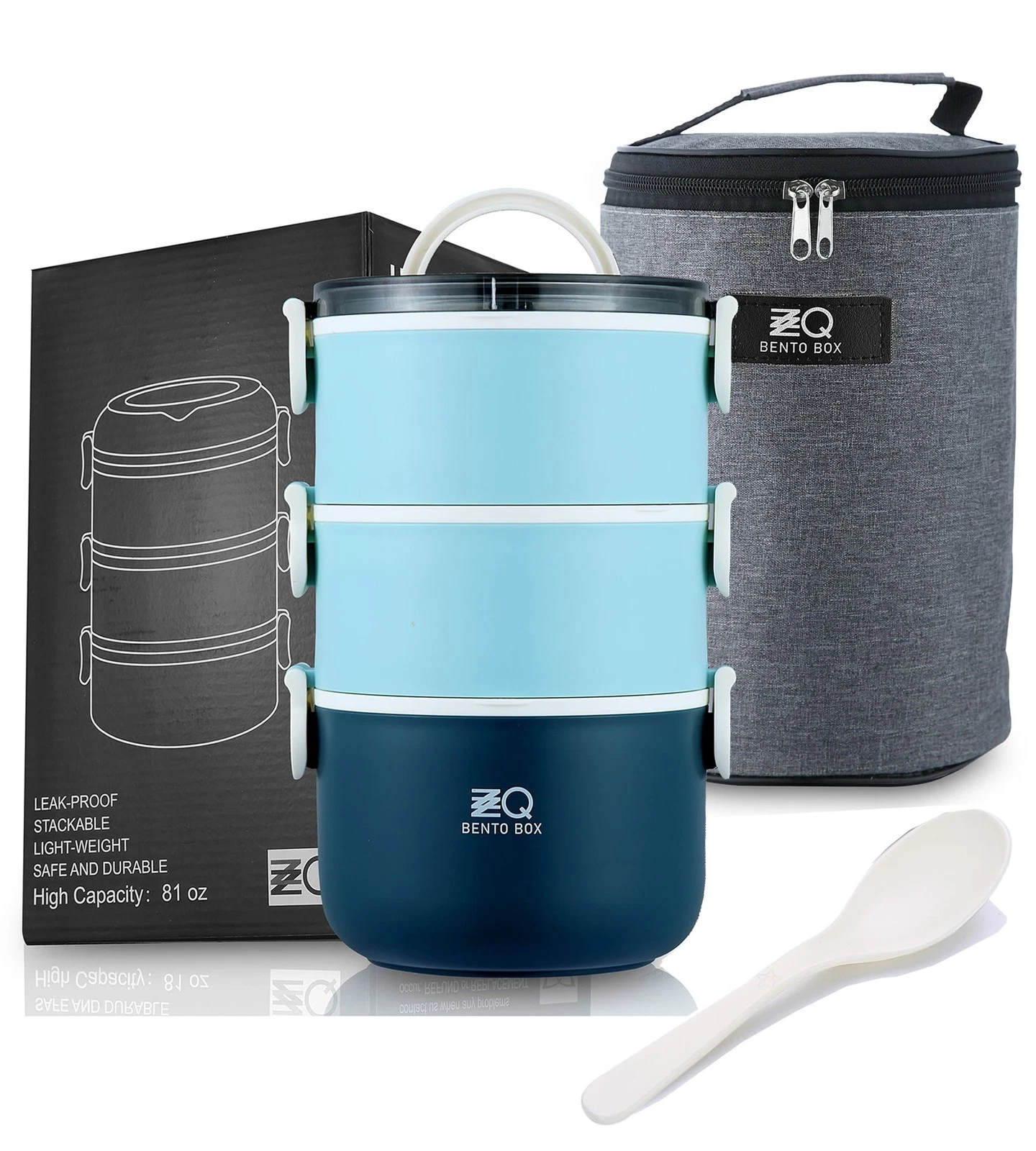 Bento Adult with Insulated Lunch Bag & Utensils, 81oz Large Capacity Leakproo...
