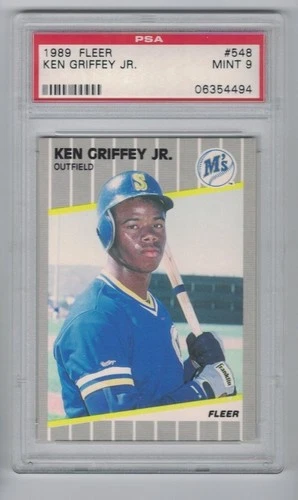 1989 FLEER #548 KEN GRIFFEY JR GRADED PSA 9 MINT ROOKIE HOF "THE KID"