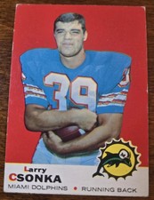 1969 Topps Larry Csonka Rookie Card VG Condition Marked on Back.  Free Shipping!