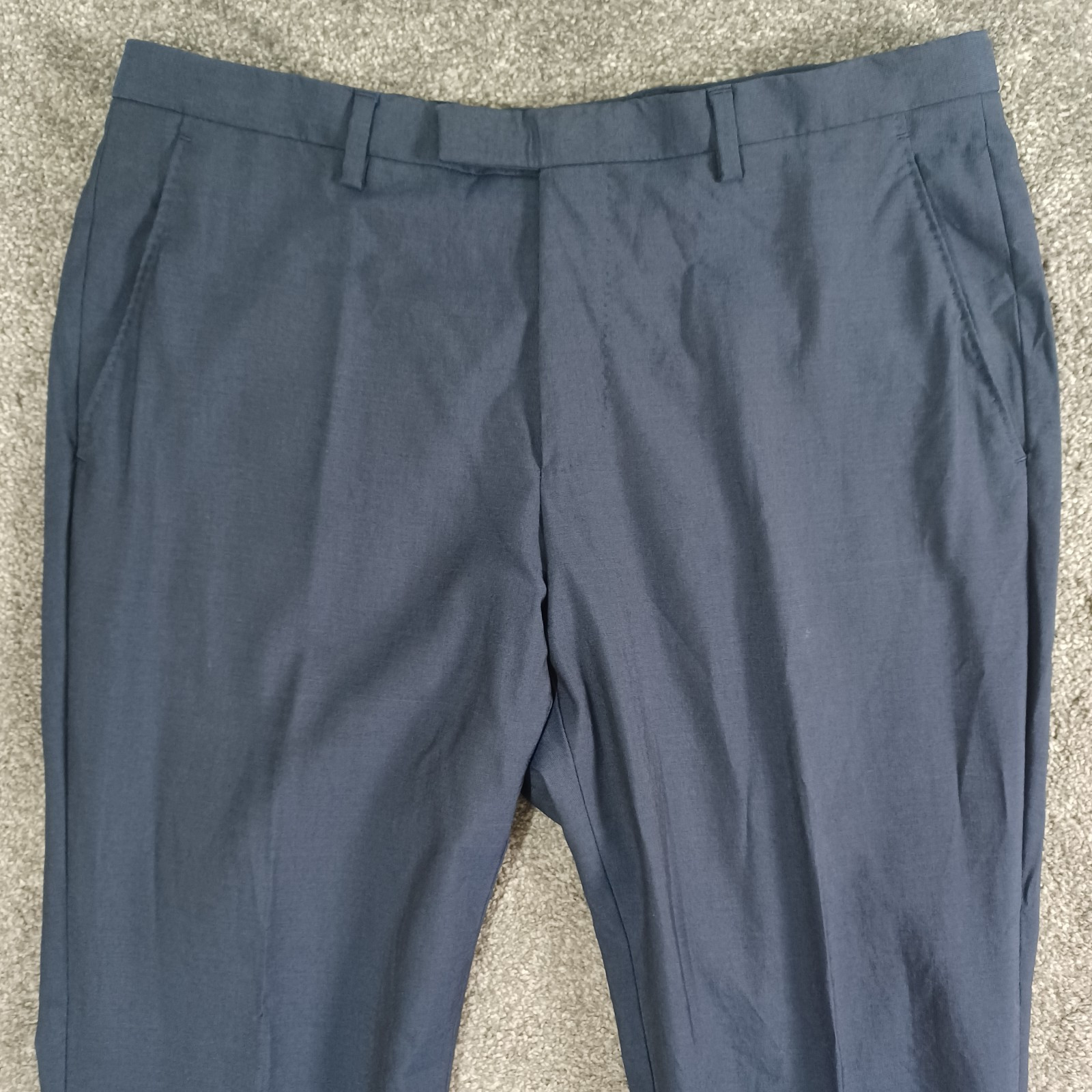 Hugo Boss Trousers Mens W34 L33 Wool Silk Blend Dark Blue Zip Fly thumbnail 2