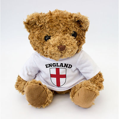 NEW England Flag St Georges Cross Teddy Bear Football Rugby