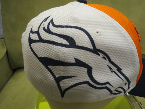 New Era Broncos Blanco Naranja Dividido Ajuste Flexible Sombrero, Logotipo Lateral, Azul Marino, L/XL - Imagen 5 de 9