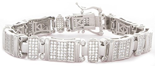 Sterling Silver Men's Silver-Tone Cz Cubic Zirconium Fancy