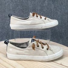 Sperry Shoes Womens 8 M Crest Vibe Canvas Top Sider Sneaker Beige Lace Up Casual
