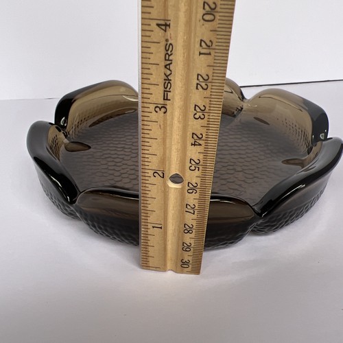 Vtg MCM BLENKO Lotus Flower Smokey Topaz Pebble Art Glass Ashtray Mid Century - Picture 5 of 5