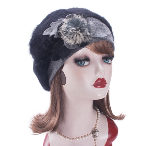 Damen Wolle Loretta Beret Flower Winter Baskische französische Künstler Hut T496 - Bild 15 von 68