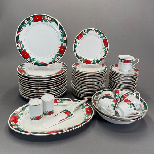 Tienshan Deck The Halls Christmas Dinnerware Set Replacements Poinsettias Ribbon - Picture 45 of 53