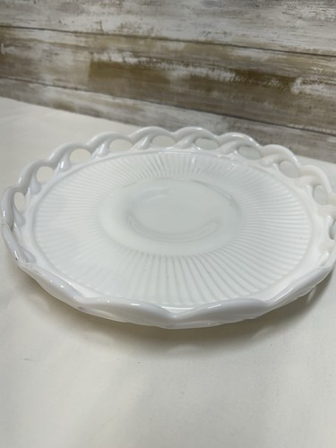 De Colección Westmoreland - Borde de Cordón de Vidrio Leche Blanco - Plato/Plato Pedestal Años 50 - Imagen 4 de 10