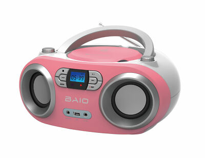 OUTMARK BAIO CD-PLAYER CD-RADIO TRAGBAR MIT BLUETOOTH USB PINK KINDERRADIO NEU