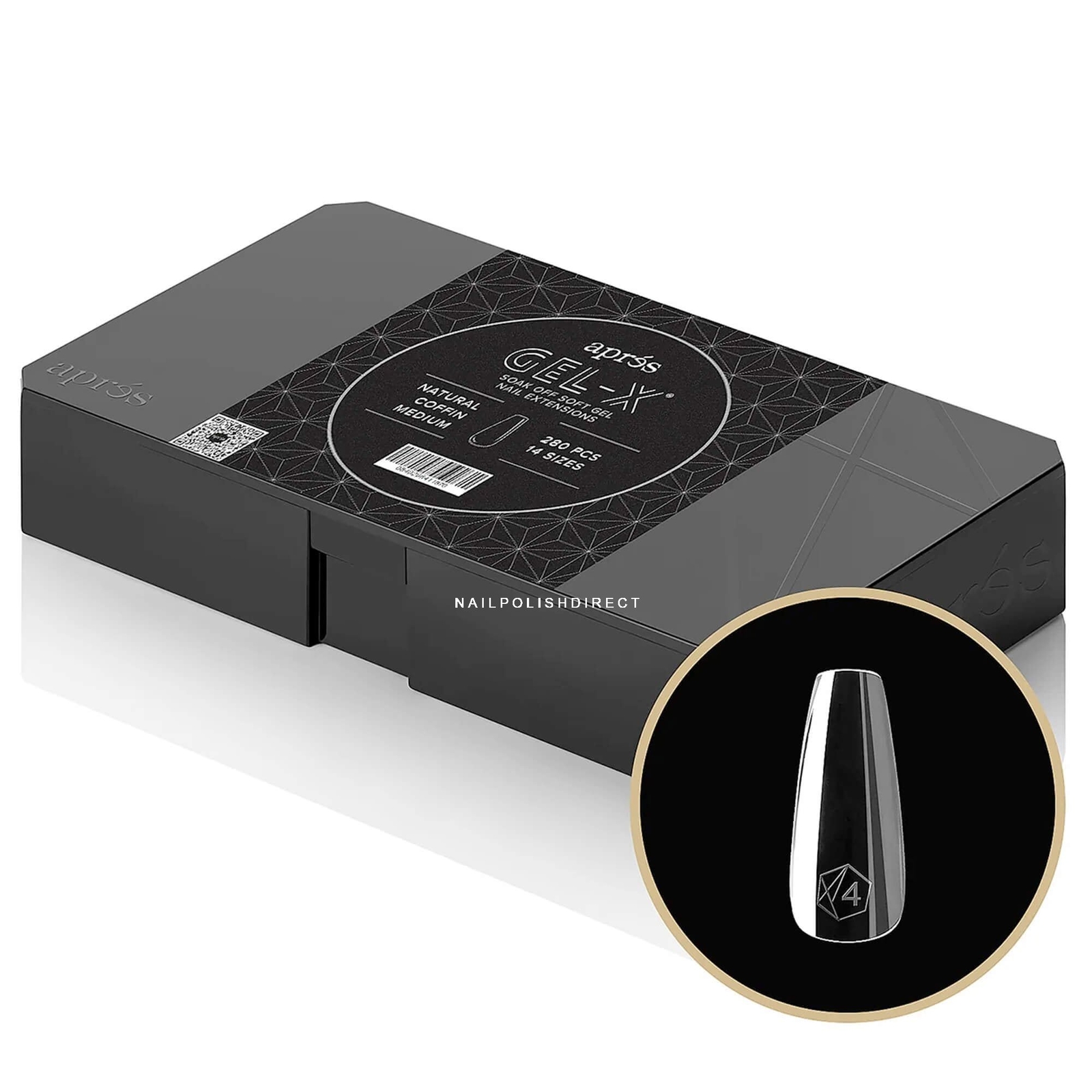 Aprés Gel-X Box Of Tips - Natural Coffin Medium (280 Pcs & 14 Sizes)