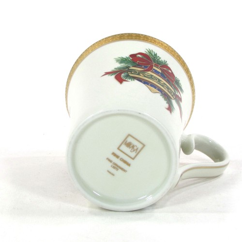 Mikasa PINE ORNAMENT - GOLD 10oz Mug Set 4Pc Christmas Green Blue Mint L3272 - Picture 11 of 12