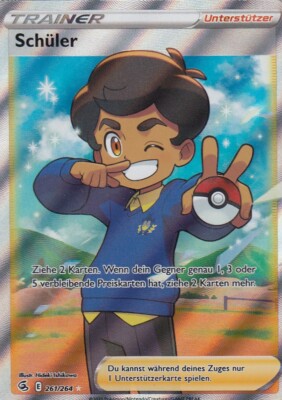 Schüler 261/264 FULLART Fusions Angriff Pokemon Karte Deutsch