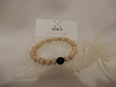 Essential Oil Diffuser Wooden Beads Stretch Bracelet Dahlia Katie Leigh Design