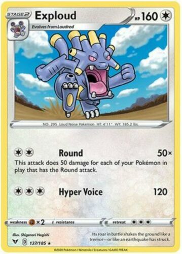 Pokemon - Exploud - 137/185 - Rare - Vivid Voltage - NM/M - New | eBay