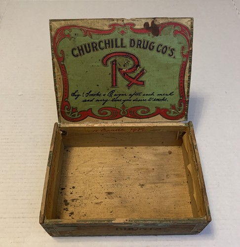 Churchill Drug RX Cigar Box Series Of 1910 Tax Stamp Blunts Antique Vintage - Picture 2 of 6