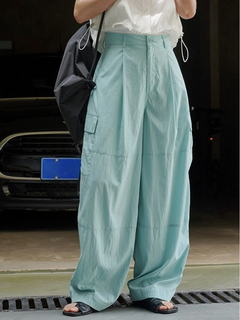 Women Street Pants Baggy Cargo High Waist Wide Leg Packets