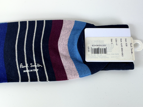 New Paul Smith Men's Socks Striped Multi Colored Cotton - Picture 9 of 13