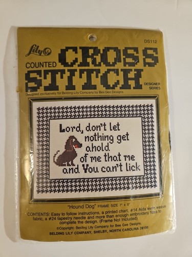 NEW Lily Cross Stitch Kit Hound Dog 7" X 9" DS112 Lord, don't Let Nothing Get Me
