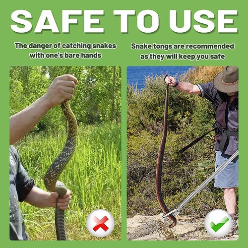 47" Heavy Duty Snake Tongs Hook Reptile Grabber Catcher Wide Jaw Handling Tool - Picture 7 of 15