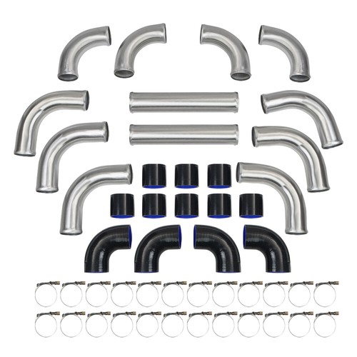 3" 3inch DIY Intercooler Tubing Piping Tube &Black Silicone Coupler & Clamp Kit - Picture 2 of 4