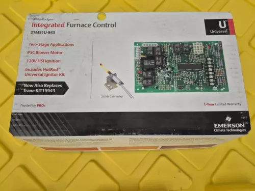 EMERSON WHITE RODGERS UNIVERSAL 21M51U-843 TWO STAGE HSI  FURNACE CONTROL