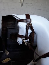 Large handmade Stitched Bridle For Rocking Horse Brown Leather Brass Fittings