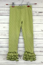 Sweet Honey Leggings Pants Green Six 6Y Polka Dots Ruffles