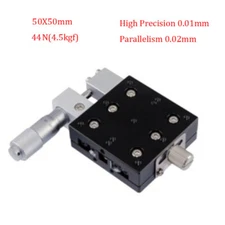 X-Axis 50X50mm Manual Linear Stage Trimming Platform Slider Bearing 44N 4.5kgf 
