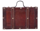 New Antique Style Small Wooden Suitcase With Leather Straps and Handle