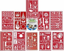 Holiday 10 Pack Reusable Stencils: Christmas, Valentine, Mother/Father's Day etc