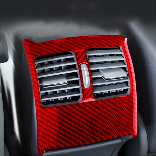 Red Carbon Fiber Rear Air Vent Outlet Cover Trim For Mercedes-Benz W204 2007-13 - Picture 6 of 16