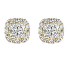 Small 3D Cube Yellow Gold 925 Sterling Silver Square Cluster Stud Earrings