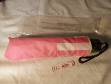 VICTORIAS SECRET STRIPED PINK COMPACT PORTABLE FOLDABLE TRAVEL UMBRELLA NWT