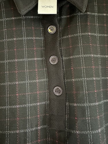 UNITED COLOURS OF BENETTON BLACK KNITTED POLO SHIRT RARE PLAID UK XL BRAND NEW - Foto 3 di 6