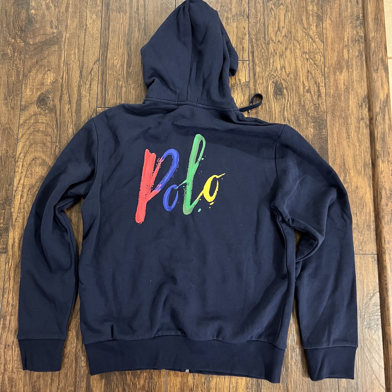 Felpa con cappuccio Polo Ralph Lauren cerniera intera arcobaleno incantesimo pony giallo medio nuova con etichette