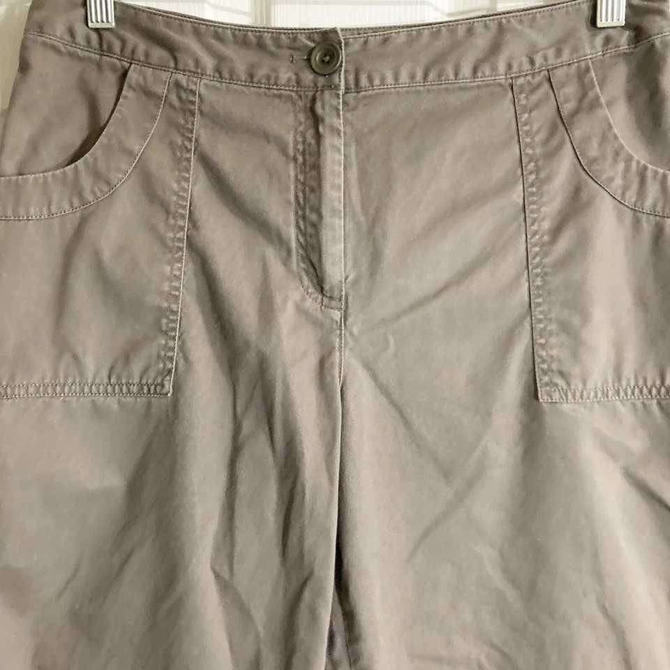Pantalones Cortos J.Jill 10 (30x13) Marrón Taupe Caqui Puños Bermudas Ajuste Genuino Cintura Foto 3 de 4