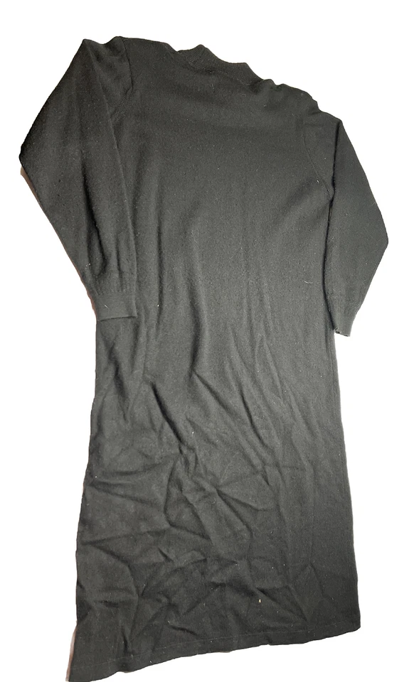 Vestido Suéter Laura Ashley Manga Larga Negro Lana de Cordero Midi Talla Grande De Colección Foto 2 de 4