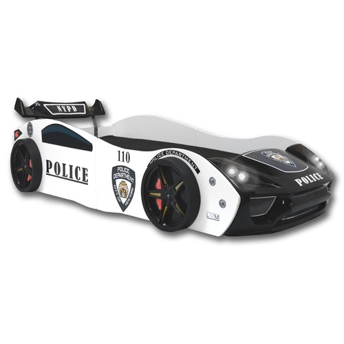 Cama Coche Cuna "Policía" 90x200 Somier Luz LED Cama de Juego para Niños - Imagen 27 de 28
