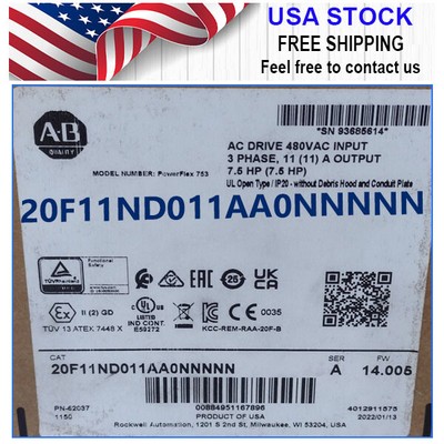 New Sealed Allen-Bradley 20F11ND011AA0NNNNN SerA 11A 480V 7.5 HP Powerflex 753
