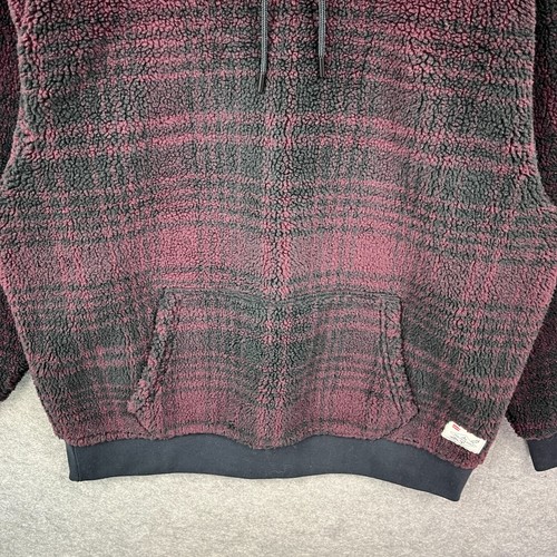 Levis Hoodie Mens XL Black Fresh Leaves Justin Timberlake Jumper Plaid Deep Pile - Picture 3 of 10