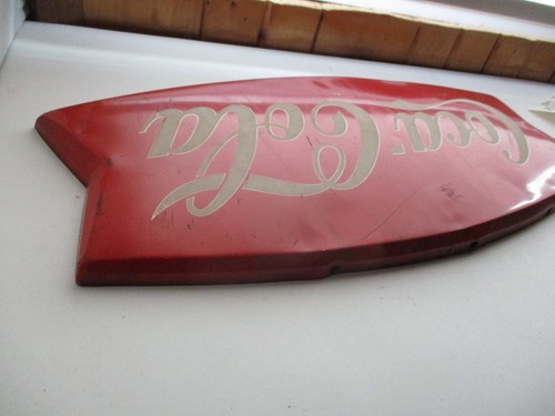 Vintage Coca-Cola Coke Soda Metal Fishtail Store Sign 26" x 12" - Picture 7 of 10