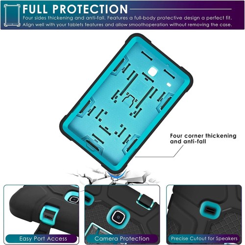 Shockproof Hybrid Case Kickstand Galaxy Black/ Blue for Samsung Galaxy Tab E 8.0 - Picture 8 of 15