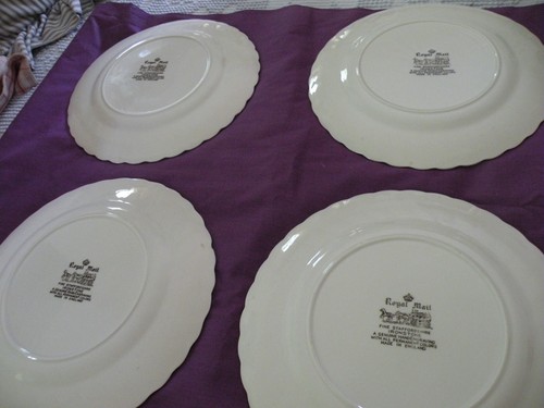 Set of 4 Staffordshire Royal Mail Ironstone Transferware 10" Dinner Plates - Picture 3 of 5