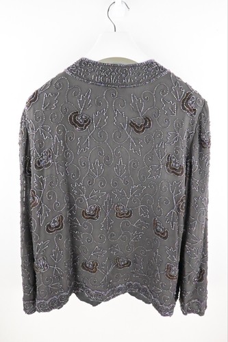 Vintage Jaki K Sydney 100% silk beaded evening jacket in elderflower size UK14 - Picture 8 of 13