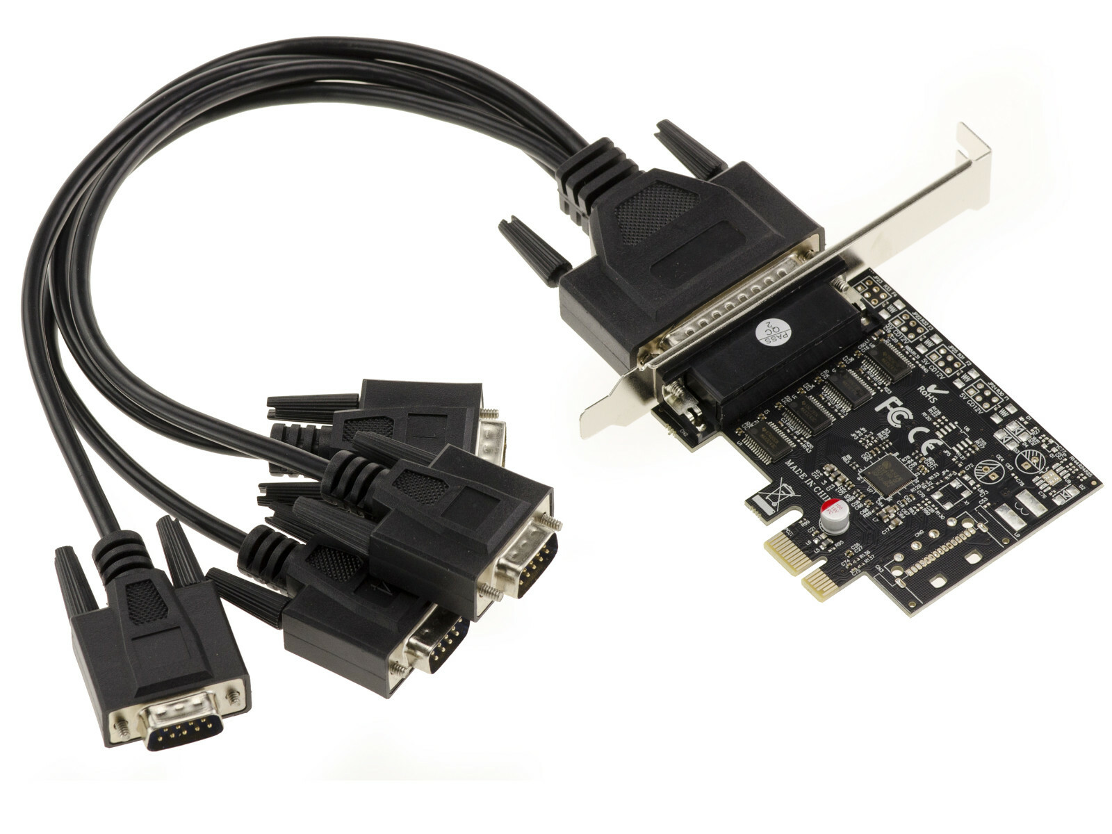 Mappa Pcie Serie RS232 PCI Express - 4 Porte Com DB9 Su Polipo