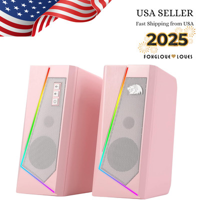 PC Computer Speakers 6 RGB Full Sound Desktop Stereo with Colorful LED Lights 